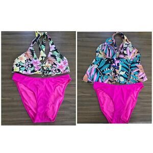 Amavi Swimwear 1-Tankini, 1-Bikini Top and 1-Bottom Lot Of 3 Women’s Size Large